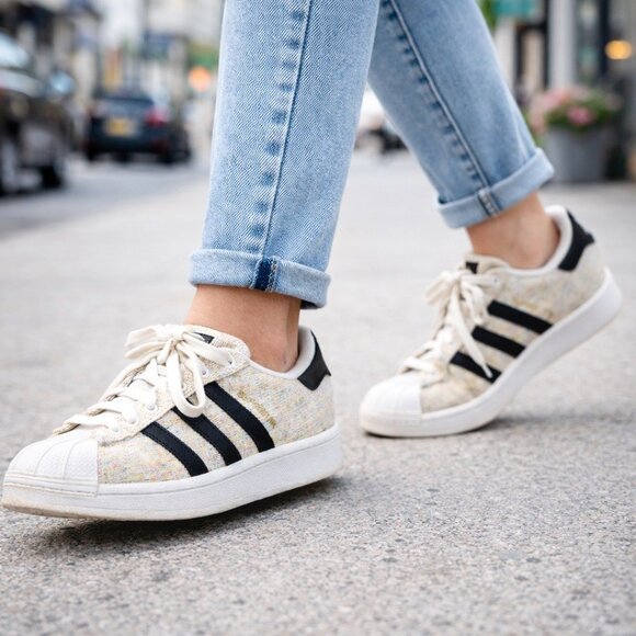 adidas Shoes - Adidas Superstar Tan Speckled Canvas Shell Toe Sneakers Women 6